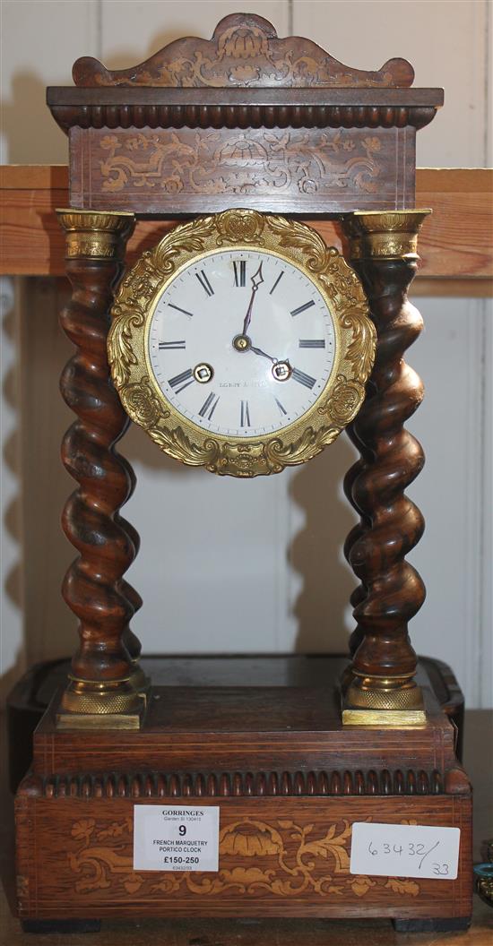 French marquetry portico clock